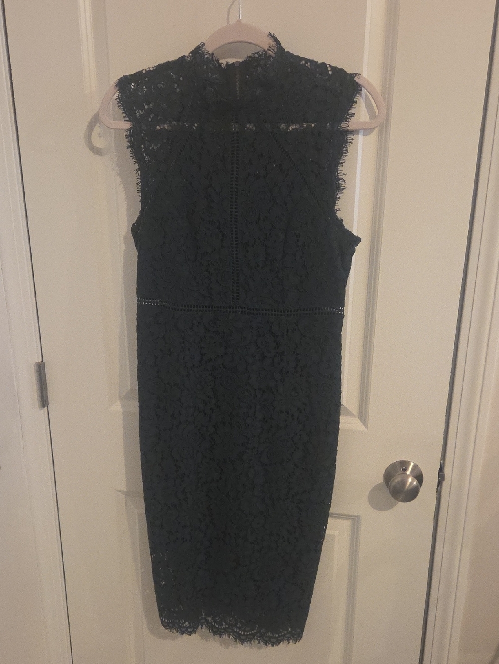 Bardot Sleeveless Lace Sheath Dress in Dark Green Size 8